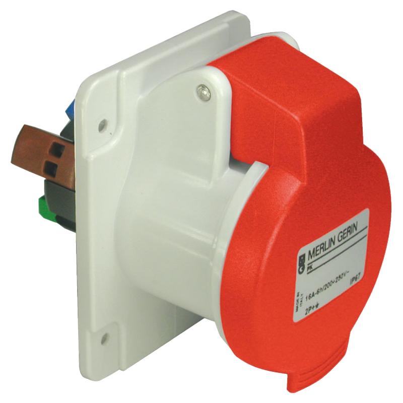 PratiKa socle de prise industrielle droite 16 A 3P+N+T 380-415 V CA IP44 SCHNEIDER PKY16G435