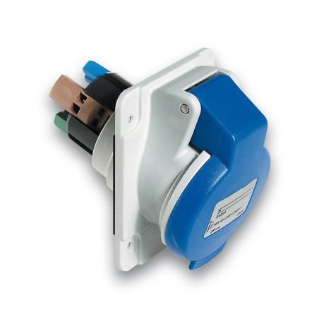 PratiKa socle de prise industrielle coudée 32 A 2P+T 200-250 V CA IP44 SCHNEIDER PKY32F423