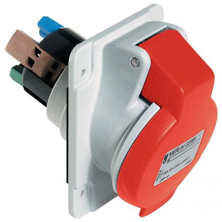 PratiKa socle de prise industrielle coudée 32 A 3P+T 380-415 V CA IP44 SCHNEIDER PKY32F434