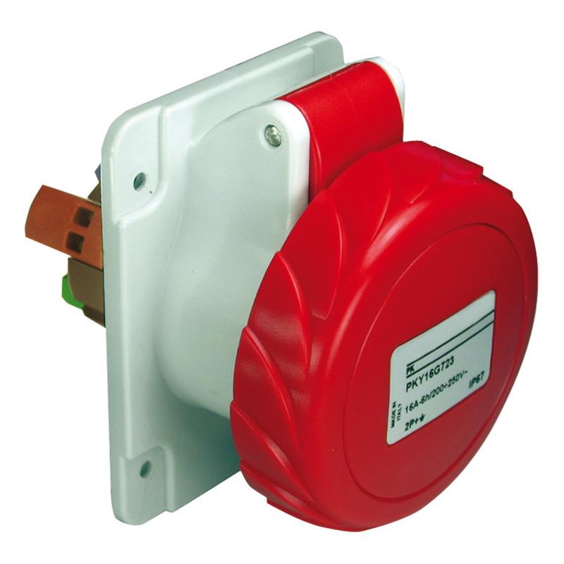 PratiKa socle de prise industrielle droite 32 A 3P+N+T 380-415 V CA IP67 SCHNEIDER PKY32G735