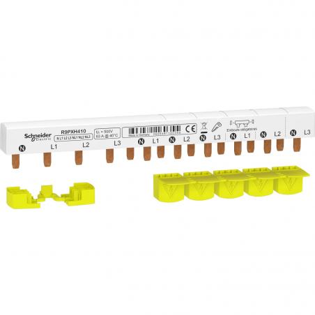 Resi9 XP peigne monobloc 3P+N 63A 10 modules cache dents SCHNEIDER R9PXH410
