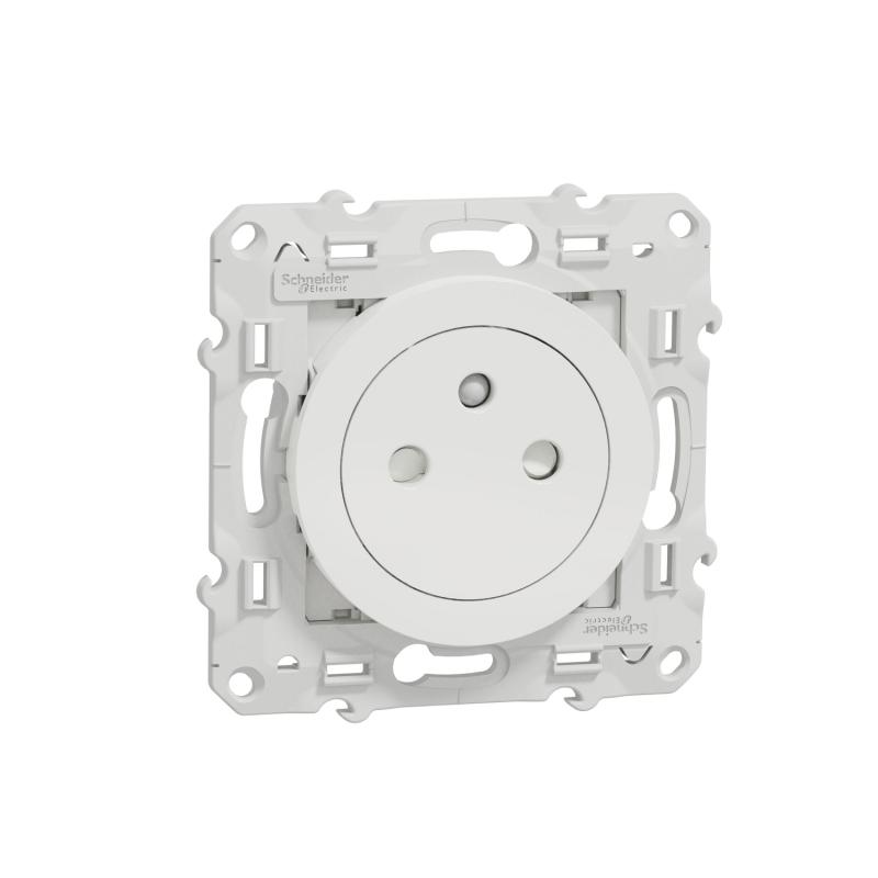 Odace prise de courant 2P+T affleurante blanc connexion rapide SCHNEIDER S520052