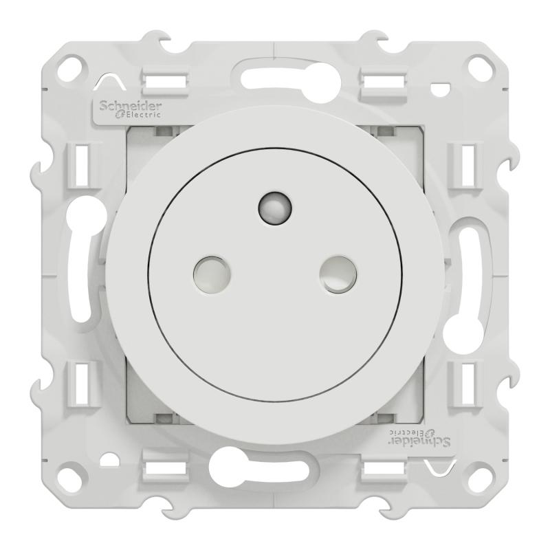 Odace prise de courant 2P+T affleurante blanc connexion rapide SCHNEIDER S520052
