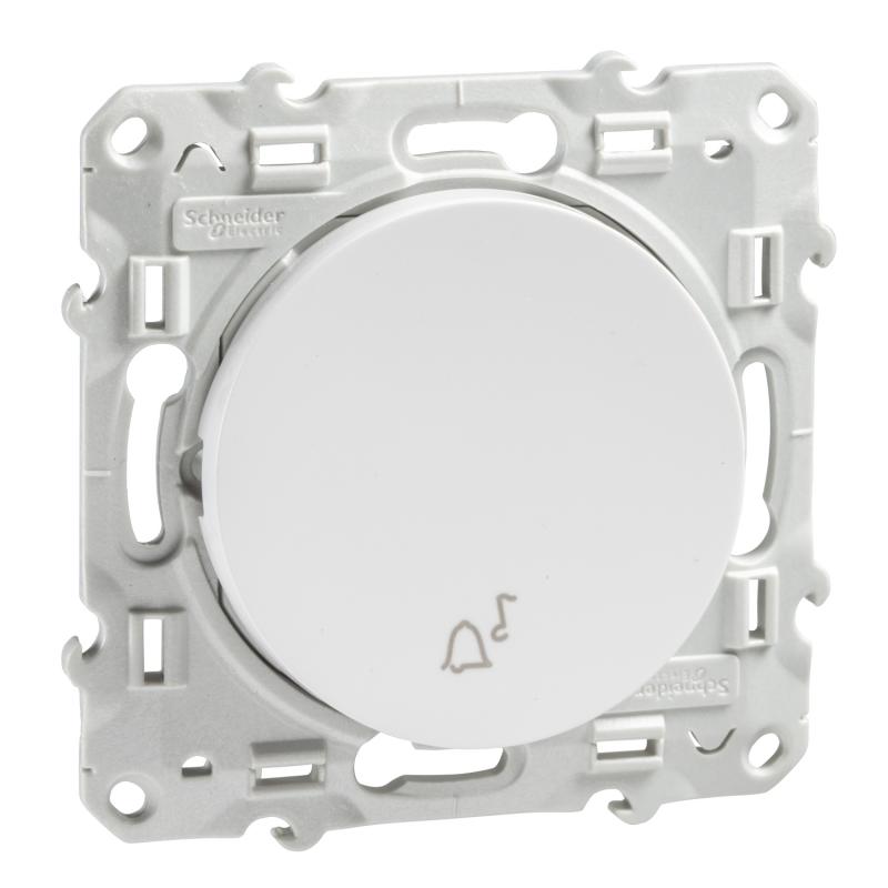 Odace poussoir Blanc avec symbole carillon à vis SCHNEIDER S520246