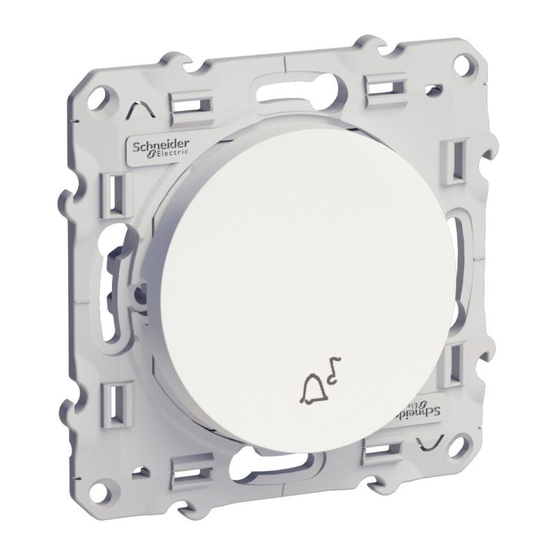 Odace poussoir Blanc avec symbole carillon à vis SCHNEIDER S520246