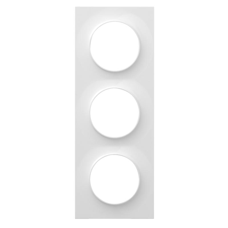 Plaque Blanc 3 postes horizontaux ou verticaux entraxe 71mm Odace Styl  SCHNEIDER S520706