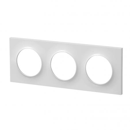 Plaque Blanc 3 postes horizontaux ou verticaux entraxe 71mm Odace Styl  SCHNEIDER S520706