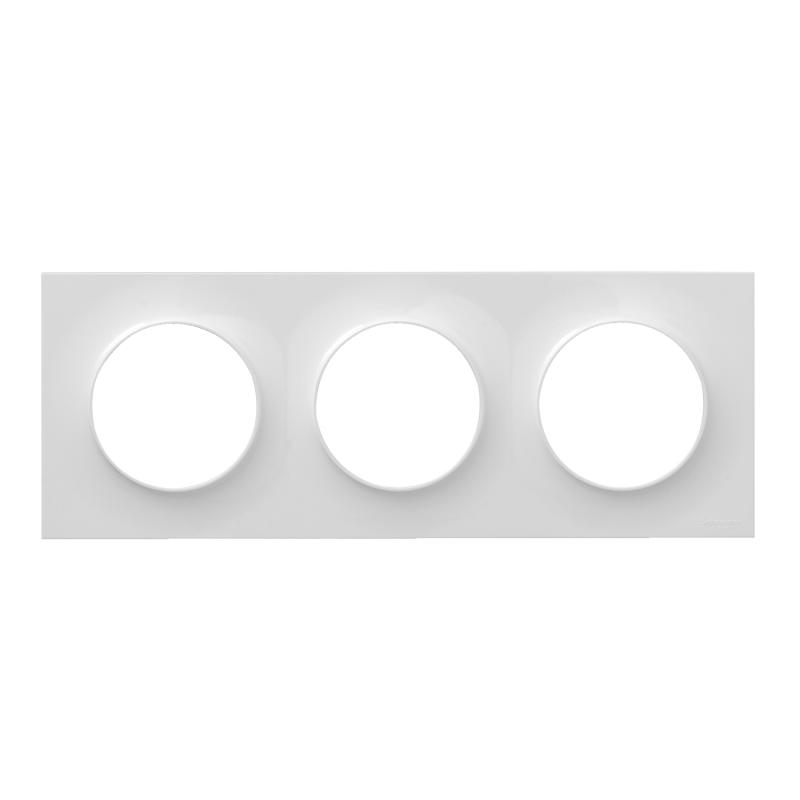 Plaque Blanc 3 postes horizontaux ou verticaux entraxe 71mm Odace Styl  SCHNEIDER S520706