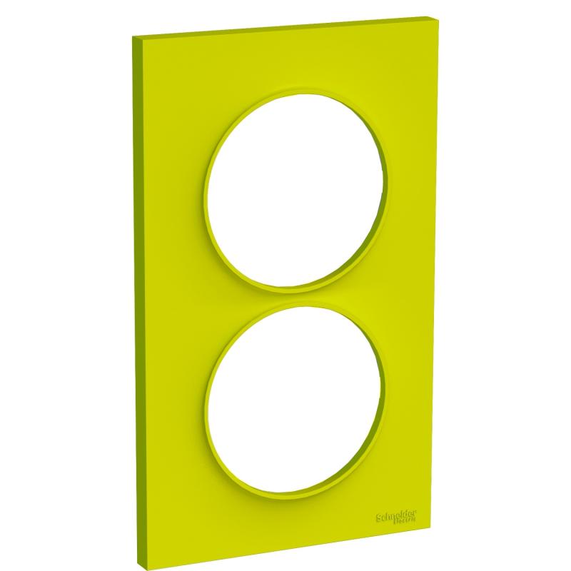 ODACE STYL PLAQUE VERT CHARTREUSE 2 POSTES HORIZ. OU VERTICAUX ENTRAXE 57MM SCHNEIDER S520714H