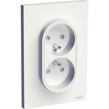 ODACE PRISE DE COURANT 2P+T DOUBLE BLANC A GRIFFES SPÉCIAL RENOVATION 1 POSTE SCHNEIDER S521089