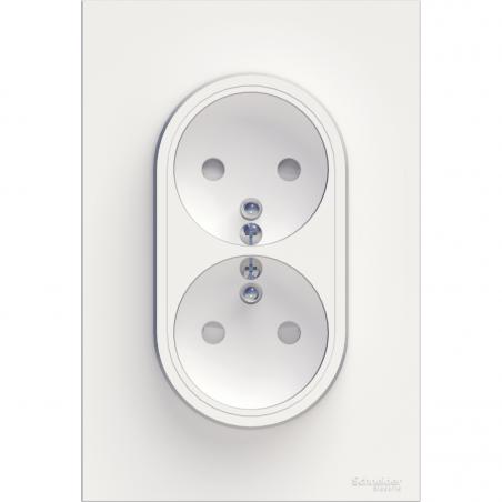 ODACE PRISE DE COURANT 2P+T DOUBLE BLANC A GRIFFES SPÉCIAL RENOVATION 1 POSTE SCHNEIDER S521089