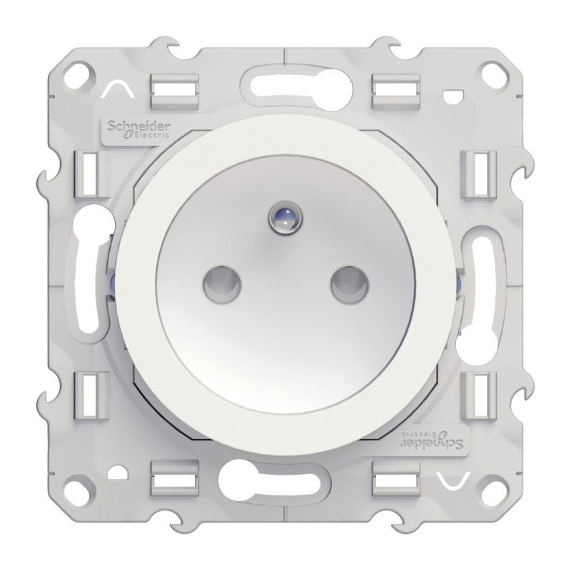 ODACE PRISE DE COURANT 2P+T BLANC A GRIFFES CONNEXION VIS SCHNEIDER S525039