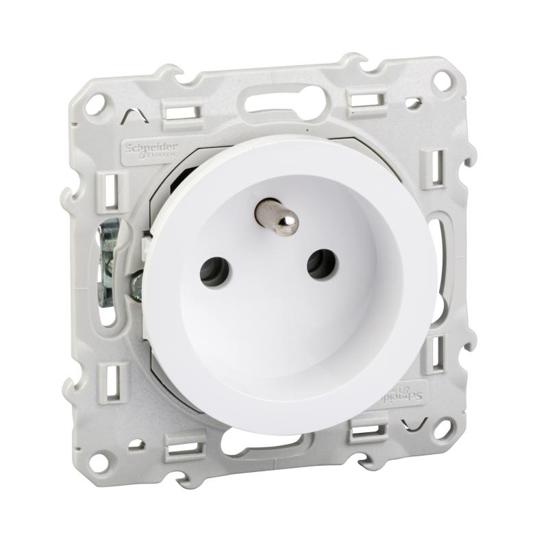 ODACE PRISE DE COURANT 2P+T BLANC A GRIFFES 2 CONNEXIONS RAPIDES PAR PÔLE SCHNEIDER S525059