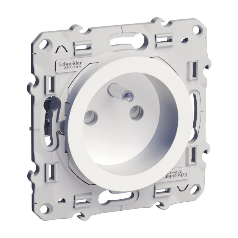ODACE PRISE DE COURANT 2P+T BLANC A GRIFFES 2 CONNEXIONS RAPIDES PAR PÔLE SCHNEIDER S525059