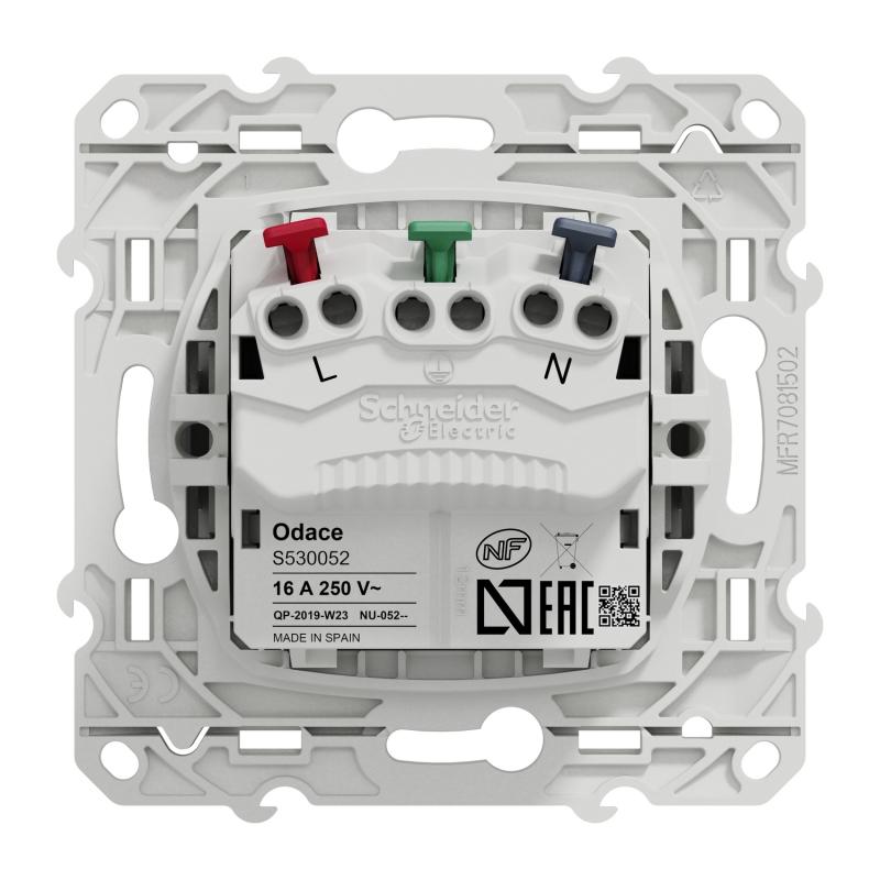 Odace prise de courant 2P+T affleurante Alu connexion rapide SCHNEIDER S530052