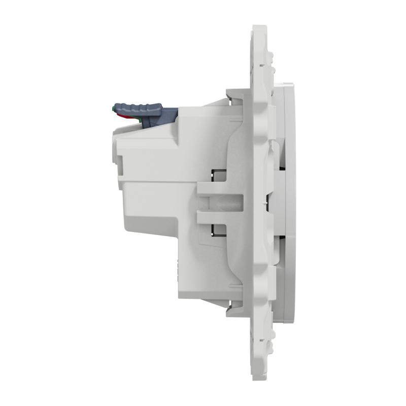 Odace prise de courant 2P+T affleurante Alu connexion rapide SCHNEIDER S530052