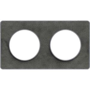 PLAQUE ARDOISE AVEC LISERÉ ALU 2 POSTES HORIZAL VERTICAL ENTRAXE 71 MM SHNEIDER S530804V 2