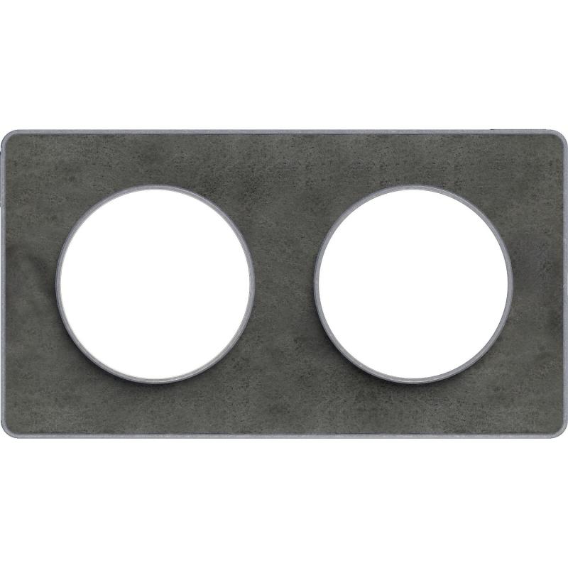 PLAQUE ARDOISE AVEC LISERÉ ALU 2 POSTES HORIZAL VERTICAL ENTRAXE 71 MM SHNEIDER S530804V