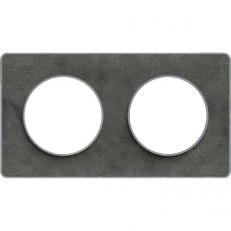 PLAQUE ARDOISE AVEC LISERÉ ALU 2 POSTES HORIZAL VERTICAL ENTRAXE 71 MM SHNEIDER S530804V