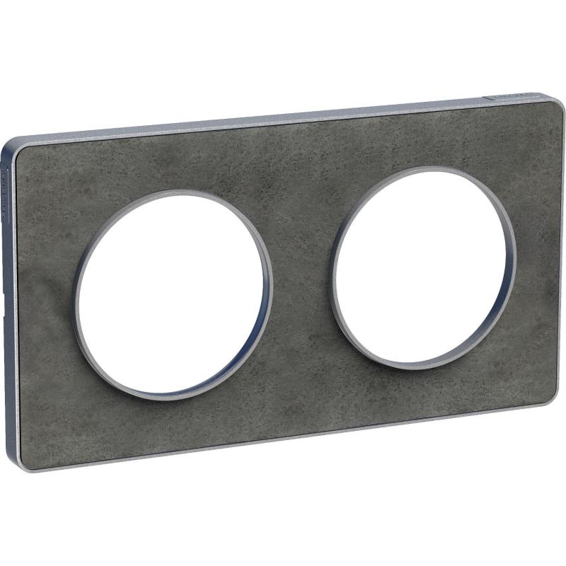 PLAQUE ARDOISE AVEC LISERÉ ALU 2 POSTES HORIZAL VERTICAL ENTRAXE 71 MM SHNEIDER S530804V