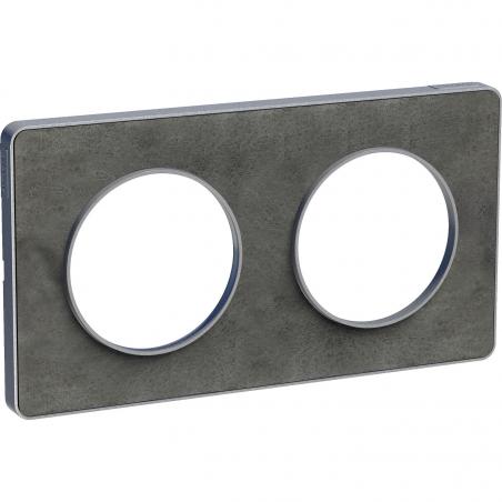 PLAQUE ARDOISE AVEC LISERÉ ALU 2 POSTES HORIZAL VERTICAL ENTRAXE 71 MM SHNEIDER S530804V