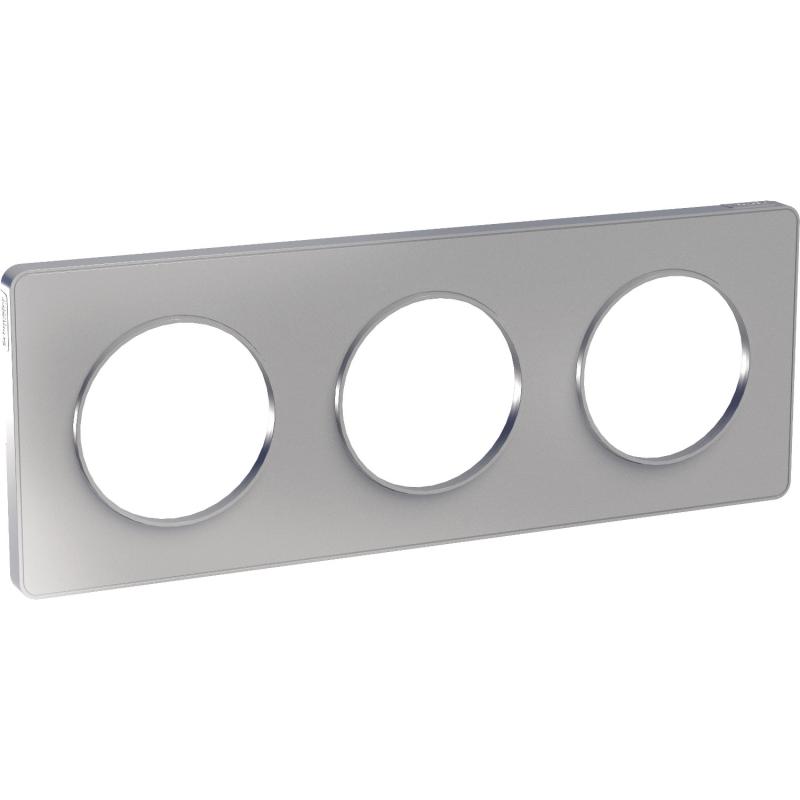 Odace Touch plaque Alu 3 postes horiz. ou vert. entraxe 71mm SCHNEIDER S530806