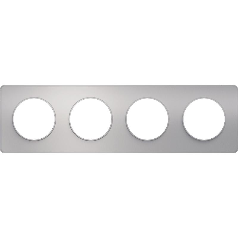 Odace Touch plaque Alu 4 postes horiz. ou vert. entraxe 71mm SCHNEIDER S530808