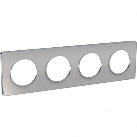 Odace Touch plaque Alu 4 postes horiz. ou vert. entraxe 71mm SCHNEIDER S530808