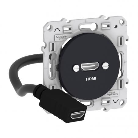 Prise Odace HDMI type A anthracite prise femelle câble femelle arrière SCHNEIDER S540462