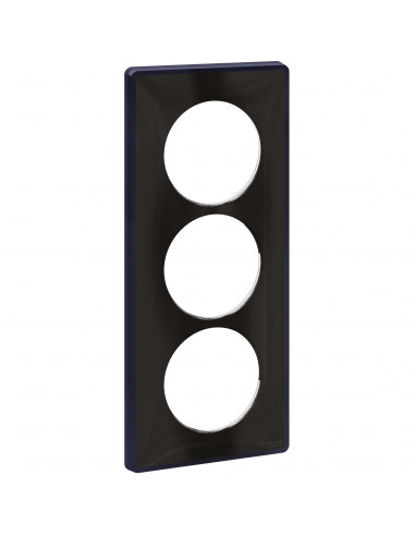 ODACE YOU NOIR PLAQUE DE FINITION SUPPORT ANTHRACITE 3 POSTES ENTRAXE 57MM SCHNEIDER S540916Z