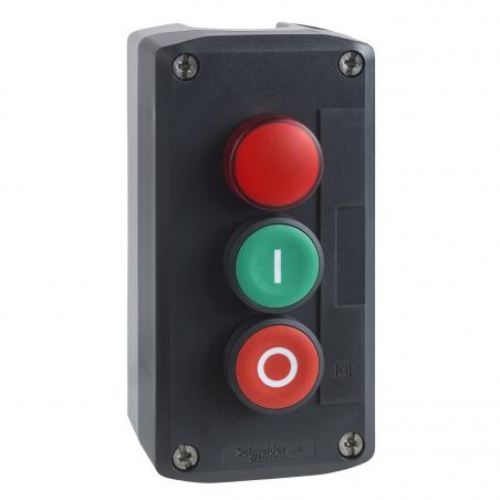 Harmony boite 3 boutons poussoirs diam. 22 vert /rouge/voyant rouge SCHNEIDER XALD363M