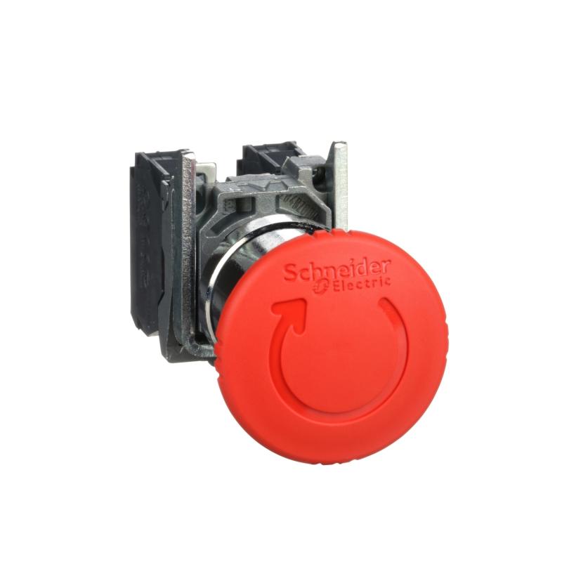 Harmony XB4 bouton arrêt urgence diam. 40 pousser tourner rouge 1O+1F vis SCHNEIDER XB4BS8445