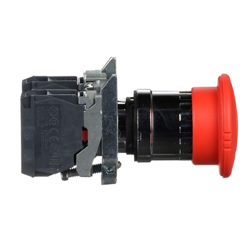 Harmony XB4 bouton arrêt urgence diam. 40 pousser tourner rouge 1O+1F vis SCHNEIDER XB4BS8445
