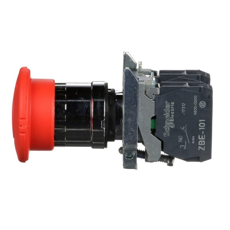 Harmony XB4 bouton arrêt urgence diam. 40 pousser tourner rouge 1O+1F vis SCHNEIDER XB4BS8445