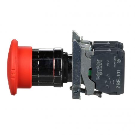 Harmony XB4 bouton arrêt urgence diam. 40 pousser tourner rouge 1O+1F vis SCHNEIDER XB4BS8445