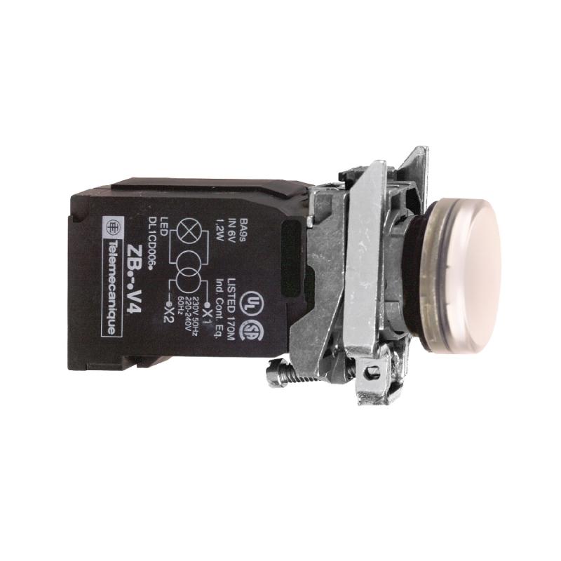 Harmony XB4 voyant lumineux DEL diam. 22 blanc alim transfo 460V vis étrier SCHNEIDER XB4BV8B1