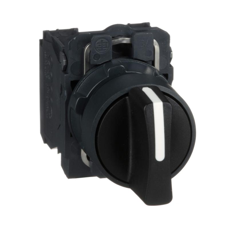Harmony XB5 bouton tournant manette diam. 22 3 pos fix noir 2F vis étrier SCHNEIDER XB5AD33