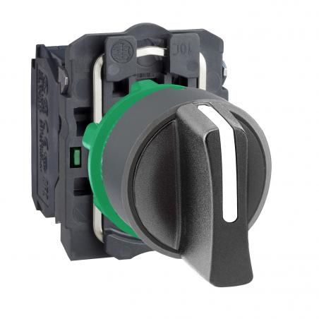 Harmony XB5 bouton tournant manette diam. 22 col grise 3 pos fix noir 2F SCHNEIDER XB5AD33C0