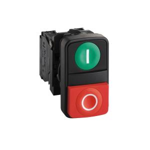 Harmony bt-pous diam. 22 double touche ressort de rappel vert + rouge IP66 IP69 K SCHNEIDER XB5AL73415 2