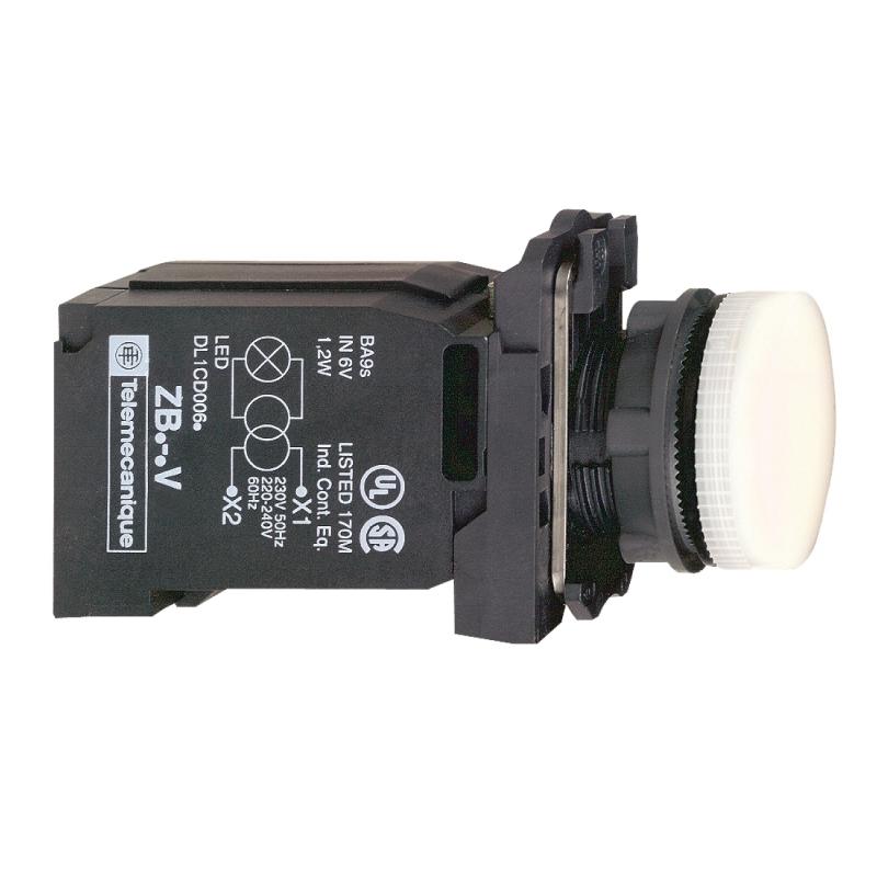 Harmony XB5 voyant lumineux BA9s diam. 22 blanc 230V vis étrier SCHNEIDER XB5AV41