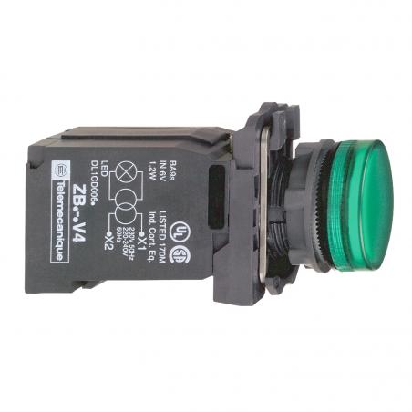 Harmony XB5 voyant lumineux BA9s diam. 22 vert 230V vis étrier SCHNEIDER XB5AV43