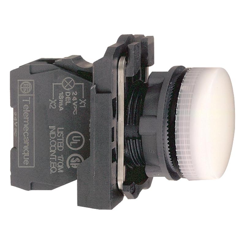 Harmony XB5 voyant lumineux DEL diam. 22 blanc 24V vis étrier SCHNEIDER XB5AVB1
