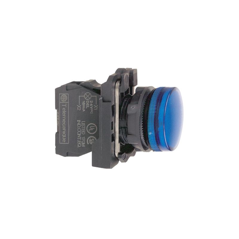 Harmony XB5 voyant lumineux DEL diam. 22 bleu 24V vis étrier SCHNEIDER XB5AVB6