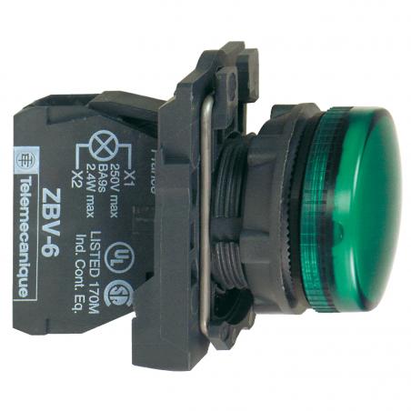 Harmony XB5 voyant lumineux DEL diam. 22 vert 230V vis étrier SCHNEIDER XB5AVM3