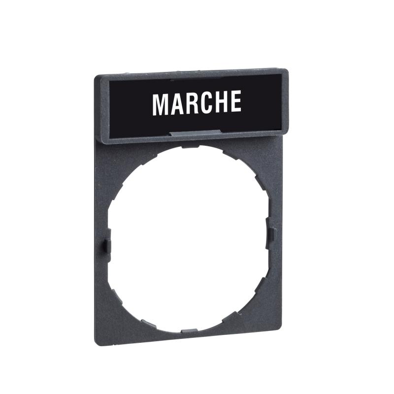 Harmony porte-étiquette 30x40 + étiquette 'MARCHE' 8x27 blanc/noir SCHNEIDER ZBY2103