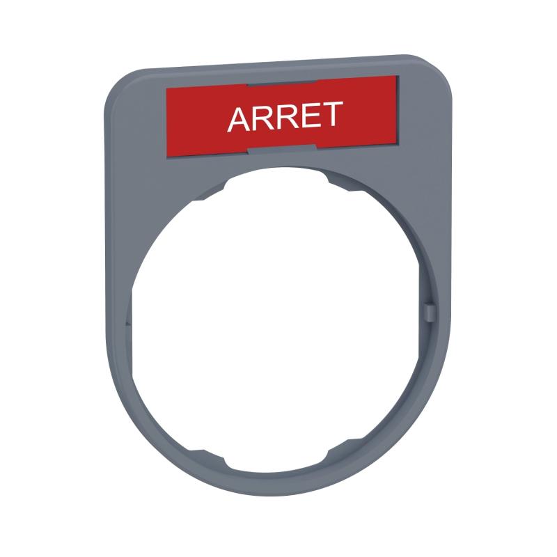 Harmony porte-étiquette plate 30x40 plastique gris avec étiq 8x27 ARRET SCHNEIDER ZBY2104C0