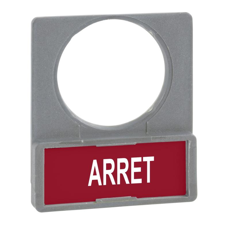 Harmony porte-étiquette plate 30x40 plastique gris avec étiq 8x27 ARRET SCHNEIDER ZBY2104C0