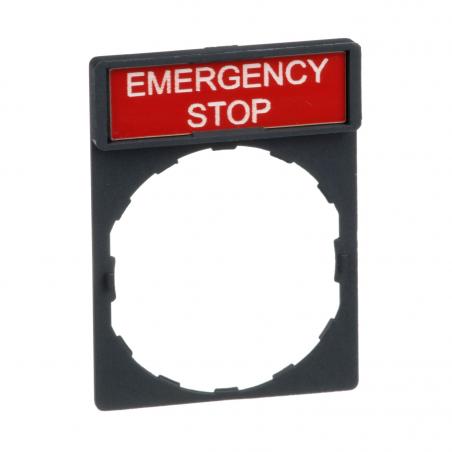 Harmony porte étiquette 30 x 40 mm standard diam. 22 avec étiquette EMERGENCY STOP SCHNEIDER ZBY2330