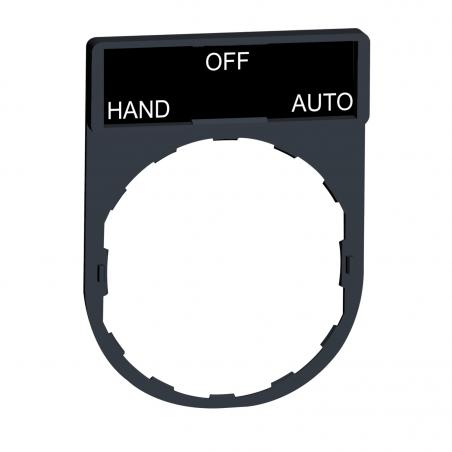 Harmony porte étiquette 30 x 40 mm standard diam. 22 avec étiquette HAND-OFF-AUTO SCHNEIDER ZBY2387