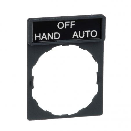 Harmony porte étiquette 30 x 40 mm standard diam. 22 avec étiquette HAND-OFF-AUTO SCHNEIDER ZBY2387